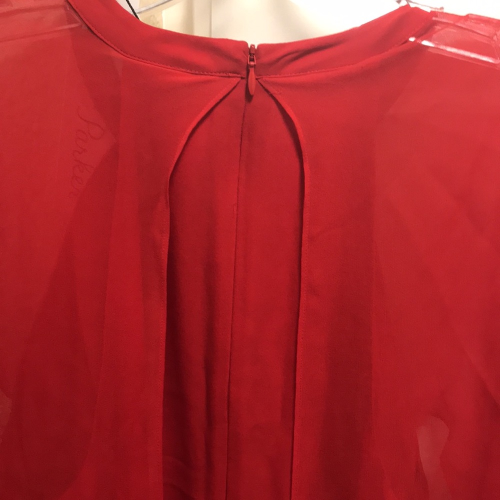 Parker Bernadette combo dress in poinsettia / red NWT - Picture 5 of 9